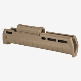 mag586-fde_magpul_zhukov_hand_guard-ak47-ak74_01 A field dark earth (tan) Magpul handguard for an AK47 made of polymer.